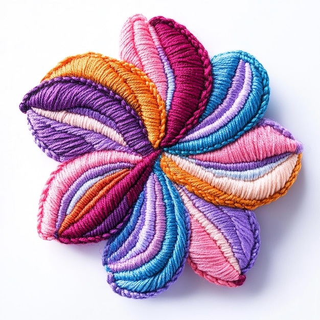 Kolorowy haft w zbliżeniu